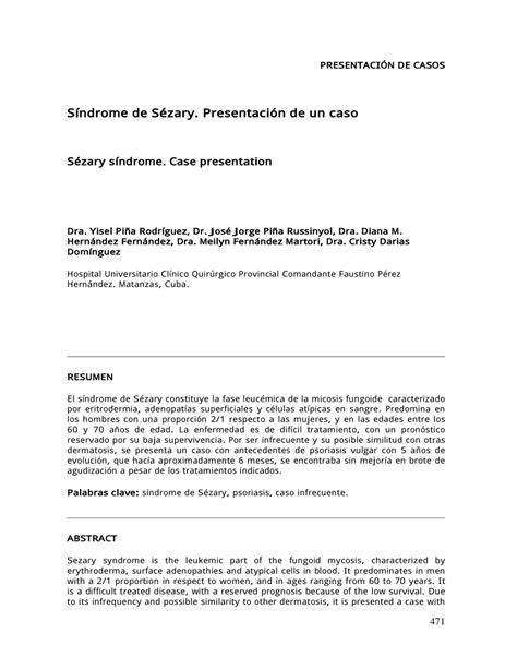 Pdf S Zary S Ndrome Case Presentation