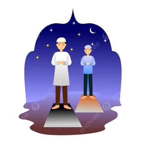 Ilustrasi Muslim Sholat Berjamaah Di Bulan Ramadhan Muslim Ramadan