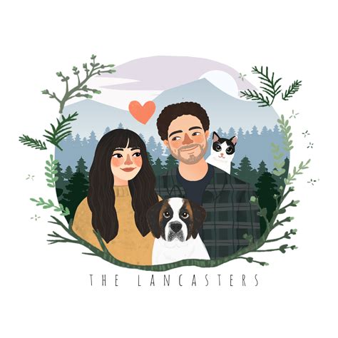 Custom Illustration Portrait Couple Personalized Portrait Digital Art