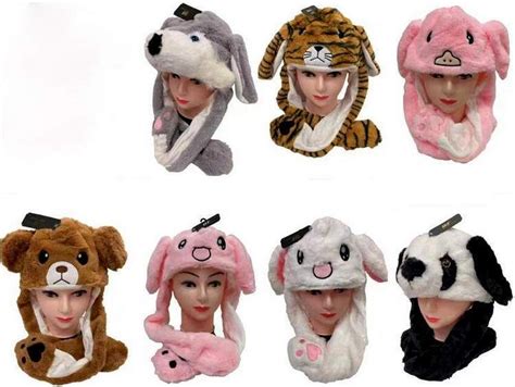 12 Wholesale Long Plush Animal Hats With Flapping Ears Wsd