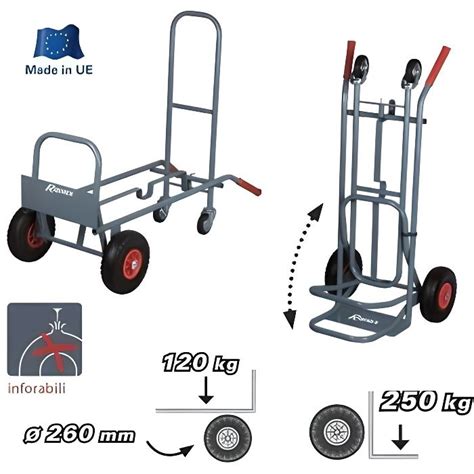 Ribimex Diable Professionnel 2 Positions Bavette Fixe Et Rabattable 4