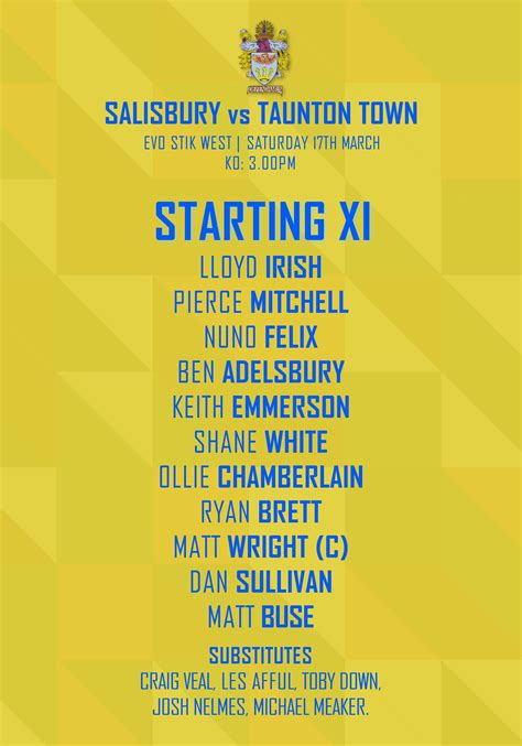 Taunton Town FC on Twitter: "PEACOCKS TEAM NEWS | Here's the side to ...