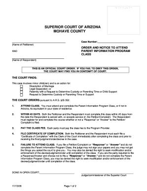 Fillable Online Mohavecourts Az Order And Notice To Attend