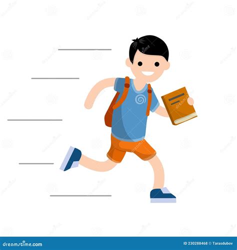 Chico Correr Con El Libro El Estudiante Va A La Escuela Ilustraci N