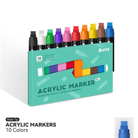 Arrtx 10 Colors Jumbo Acrylic Markers 15mm Broad Tips Arrtxart