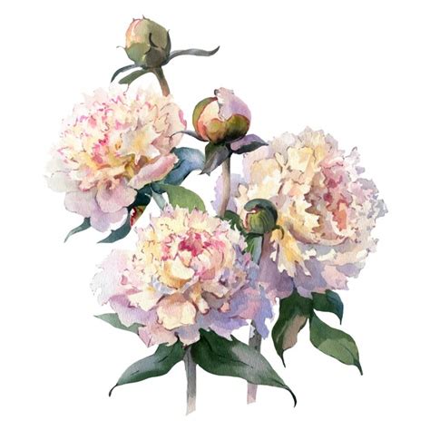 Premium Vector Bouquet Of White Peonies Watercolor