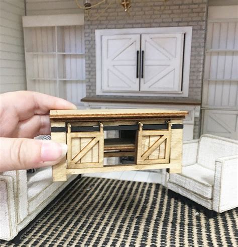 1 12 Scale Miniature Farmhouse Sliding Barn Door Coffee Table Myminiatureemporium