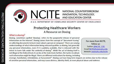 Protecting Healthcare Workers: A Resource on Doxing | National Counterterrorism Innovation ...