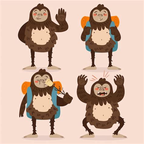 Premium Vector Cartoon Bigfoot Sasquatch Character Collection