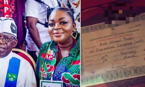 Eniola Badmus Shows Tinubu’s Certificate Of Return From Inec