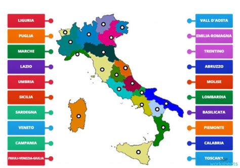 Le Regioni Scheda Interattiva Topworksheets