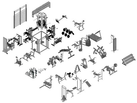 D Cad Colecci N Bloques De Aparatos De Gimnasio Cadblocksfree