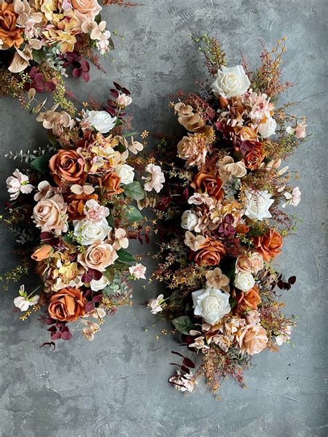 Fake Flowers Fall Wedding Archway Rust Beige Terracotta Corner Etsy