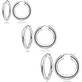 Amazon SilverLuxe Sterling Silver 3mm Hoops Set Of 3 Sizes 20mm