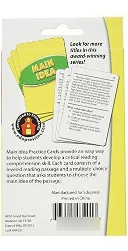 Edupress Reading Comprehension Practice Cards Idea Principal Envío gratis