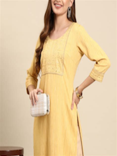 Buy Anouk Ethnic Motifs Embroidered Sequinned Dobby Kurta Kurtas For