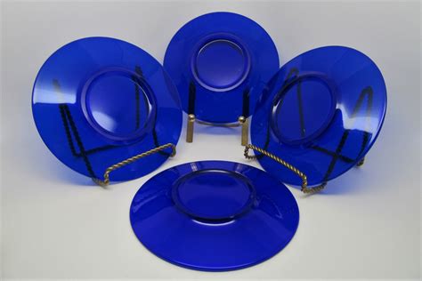 Cobalt Blue Plates Blue Dessert Plates Set Of 4 6 3 4 Etsy