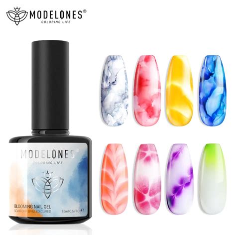 Modelones Blooming Gel Nail Polish Ml Clear Marble Design Uv Led Soak