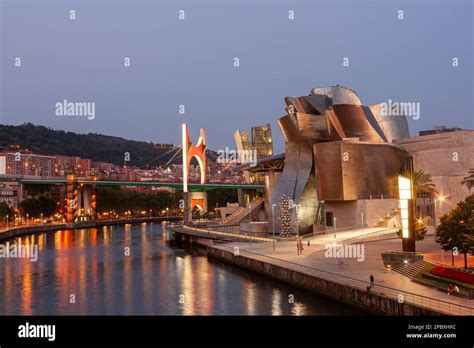 Bilbao Spain August Sunset View Of Modern And Contemporary