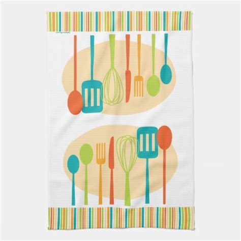 Retro Kitchen Cooking Utensils Dish Towel Zazzle