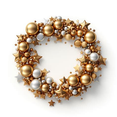 Premium Photo | Christmas wreath with gold and silver balls