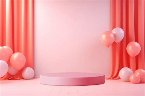 Pink product backdrop, floating balloons | Premium Photo - rawpixel