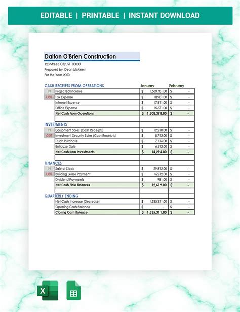 Cash Flow Templates Excel - Format, Free, Download | Template.net