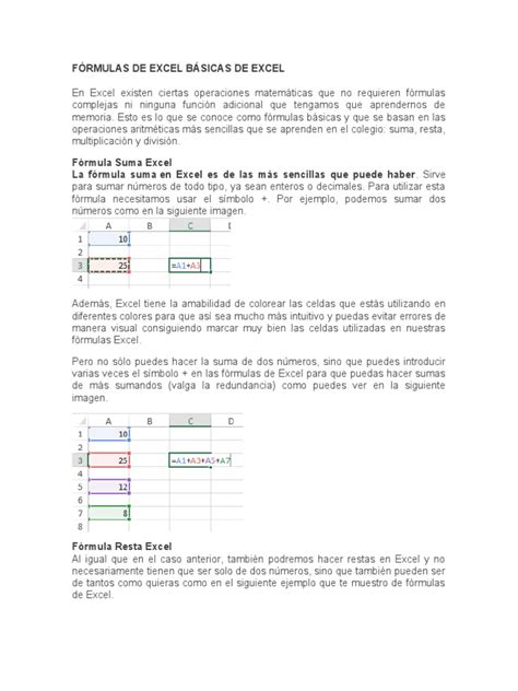 Formulas Y Funciones De Excel Pdf Multiplicación Microsoft Excel