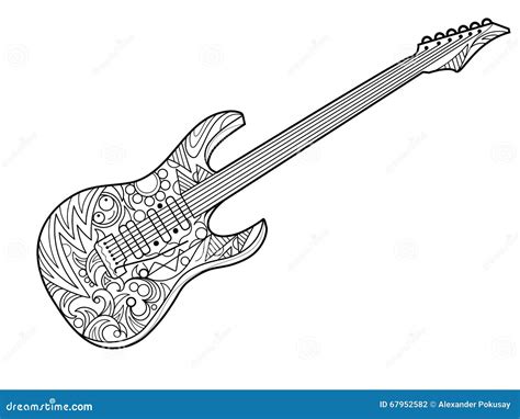 Livre De Coloriage De Guitare électrique Pour Le Vecteur D adultes