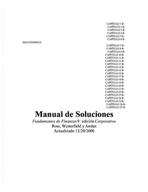 Finanzas corporativas Ross Westerfield Jaffe 9 edición solucionario pdf