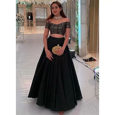 Black Tapeta Silk Party Wear Crop Top Lehenga Crop Top Lehenga Black