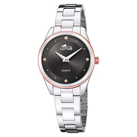 Reloj Lotus 187954 Trendy De Mujer En Acero Con Esfera Negra