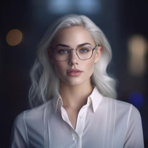 Premium Ai Image A Woman Wearing Glasses And A Shirt With A White Shirt That Says Quot She Is