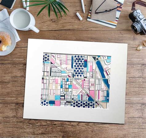 Abstract Map of Chicago Wicker Park - Horizontal Drawing. City Art ...