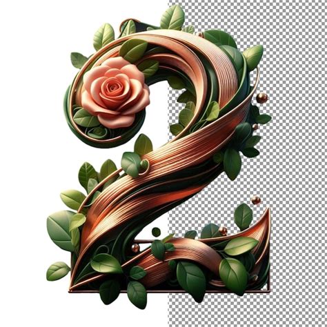 Numerología Floral Números 3d Hechos A Mano Con Flores Y Hojas En Un Lienzo Claro Archivo Psd