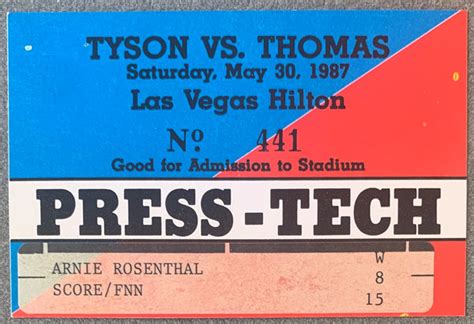 TYSON, MIKE-PINKLON THOMAS PRESS CREDENTIAL (1987) – JO Sports Inc.