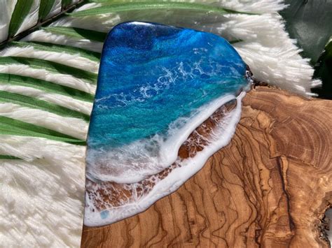 Ocean Charcuterie Board Resin Charcuterie Board Ocean Waves Cutting