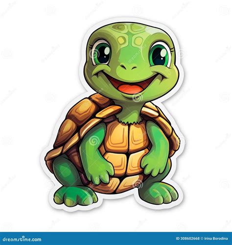 Illustration With A Cute Funny Turtle On A White Background Stock