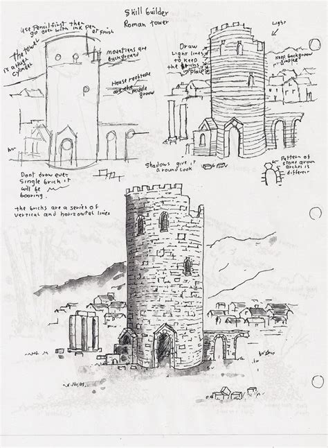 Adron S Art Lesson Plans How To Draw The Old Roman Tower Art Lessons