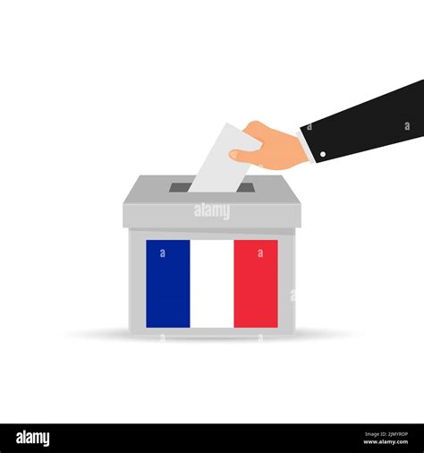 France Voting Concept Hand Putting Paper In The Ballot Box Isolated