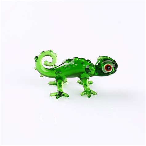 Green Chameleon Glass Miniature Blown Glass Reptile Lizard Etsy