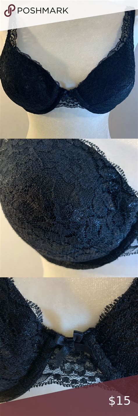 Vassarette 75 320 Black Lace Push Up Bra Sz 34c Push Up Bra Black