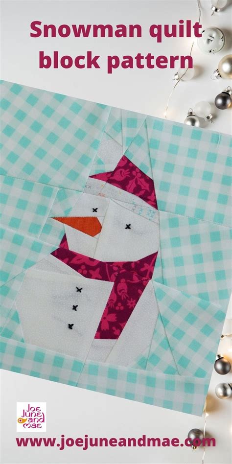 the snowman quilt block pattern is on display