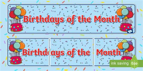 Birthdays Of The Month Display Banner Teacher Made