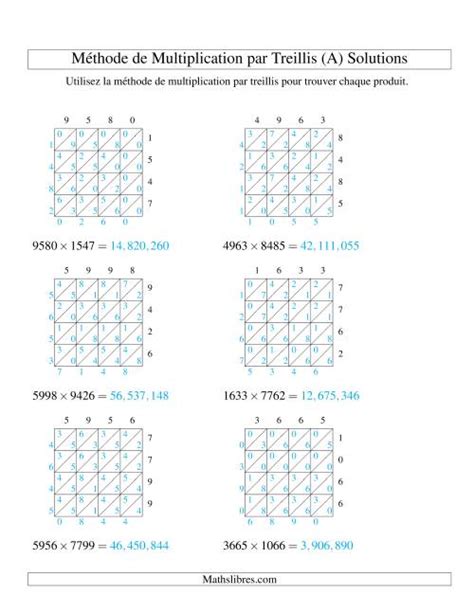 Multiplication de Nombres à 4 Chiffres par des Nombres à 4 Chiffres A