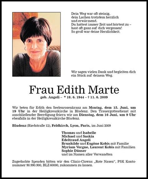 Todesanzeigen Von Edith Marte Todesanzeigen Vorarlberger Nachrichten