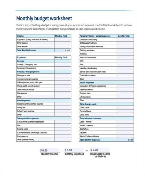 Personal Budget Sheet Template | DocTemplates