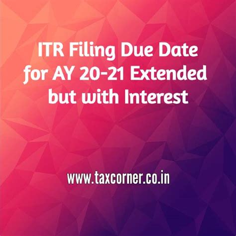 Itr Filing Due Date For Ay 20 21 Extended But With Interest