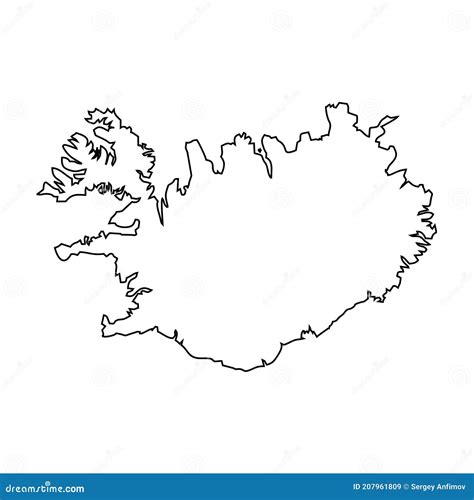 Iceland Map Outline Country Stock Vector Illustration Of Country