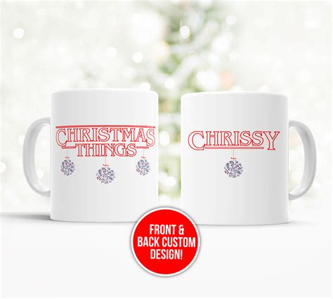 winter holiday mug, festive personalized hot chocolate mug